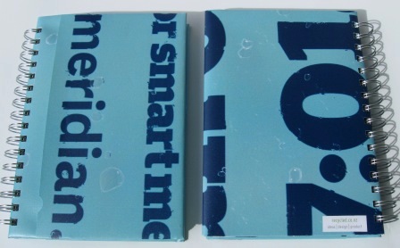 Merdian Energy's smart meter posters were also amongst the range of posters turned into notebooks.